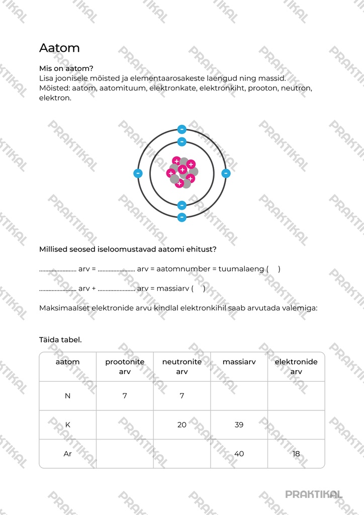 Tööleht "Aatom"