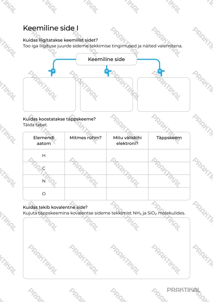 Tööleht "Keemiline side 1"
