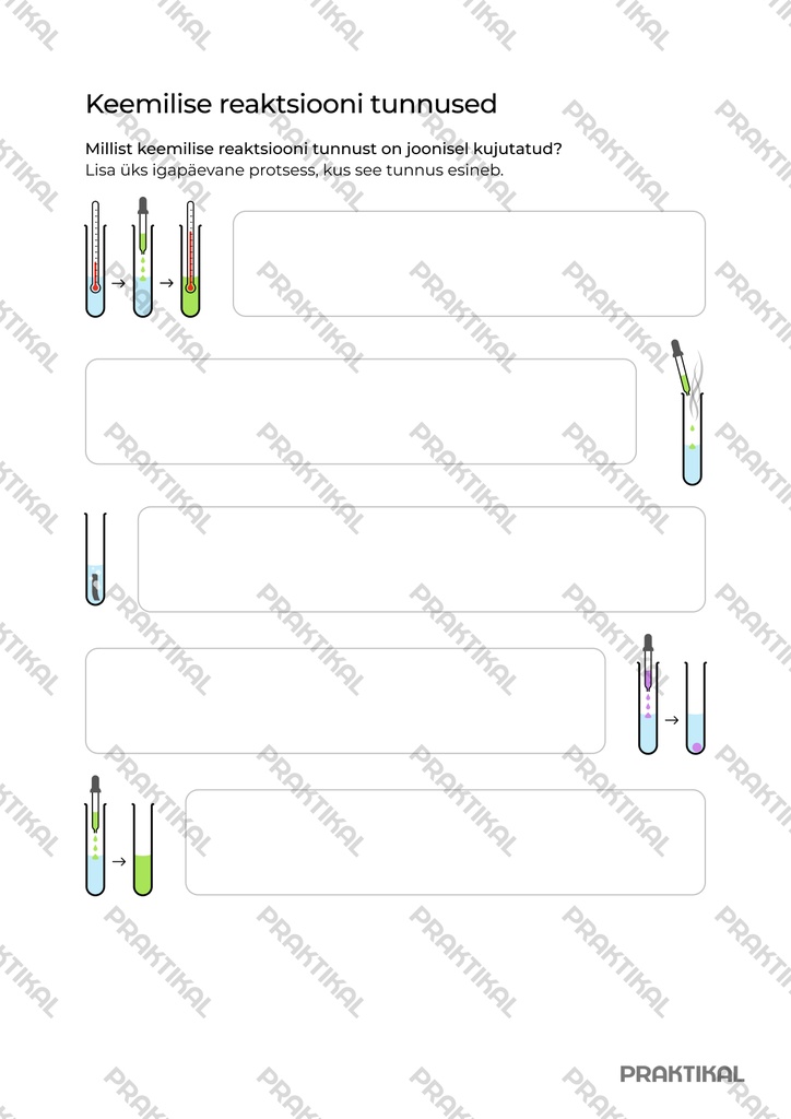Tööleht "Keemilise reaktsiooni tunnused"