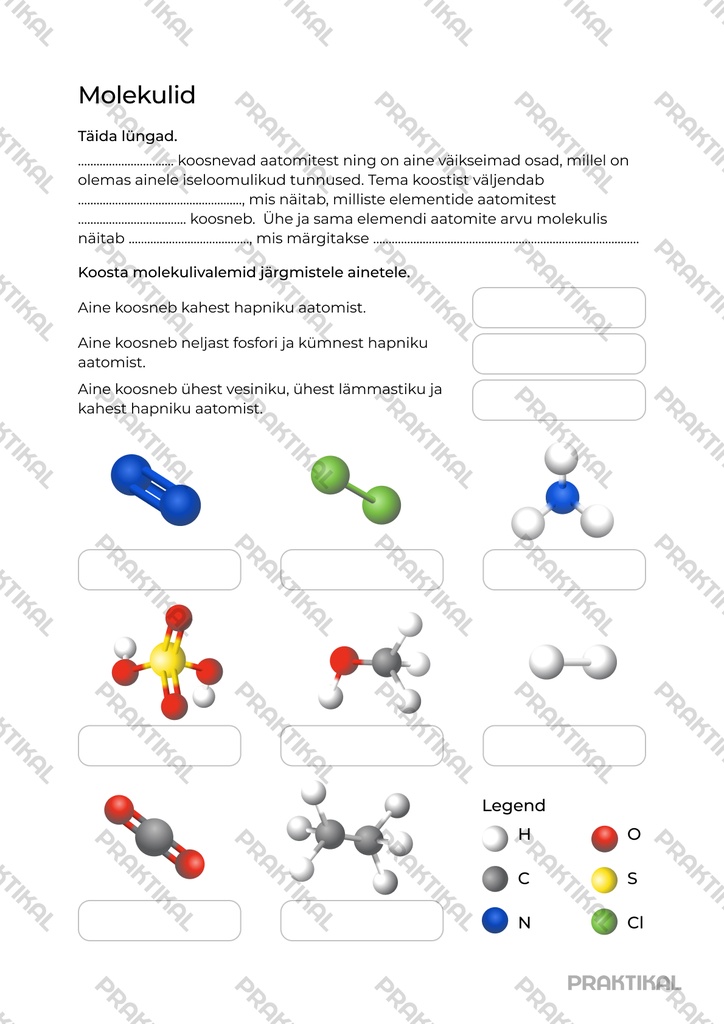 Tööleht "Molekulid"