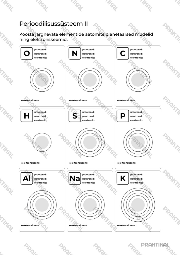 Tööleht "Perioodilisussüsteem 2"