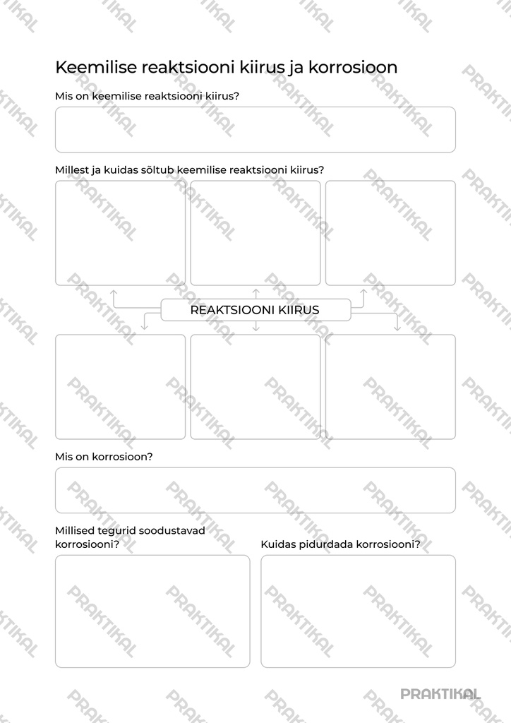 Tööleht "Reaktsiooni kiirus ja korrosioon"