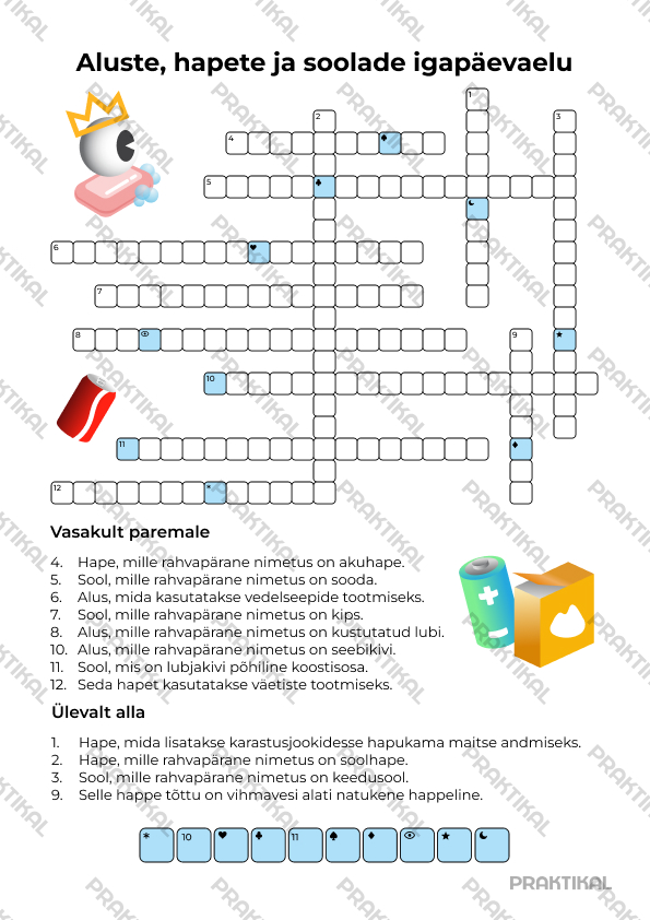 Tööleht "Aluste, hapete ja soolade igapäevaelu"