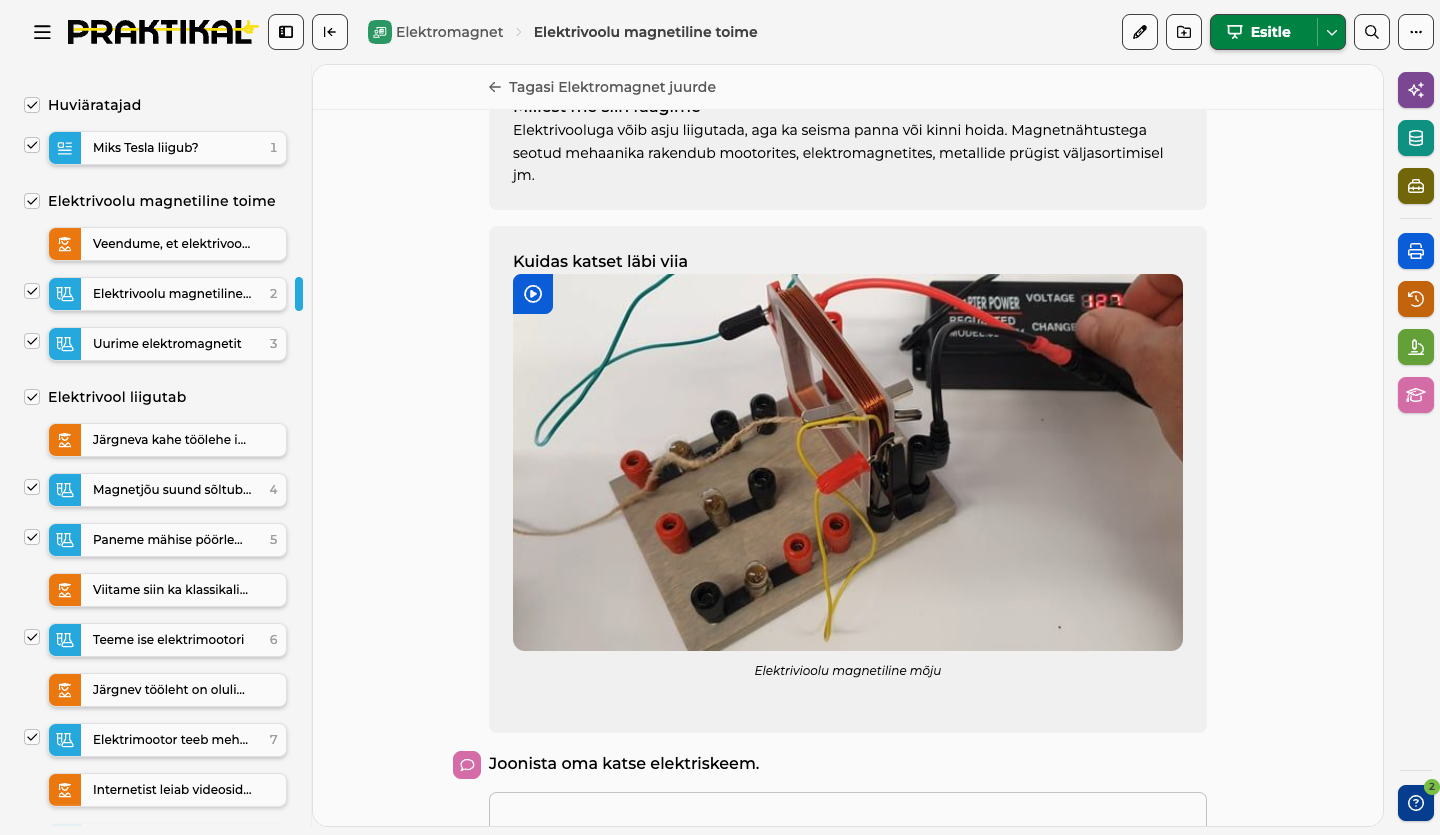 Tööleht: katse elektrivoolu magnetilise toimega