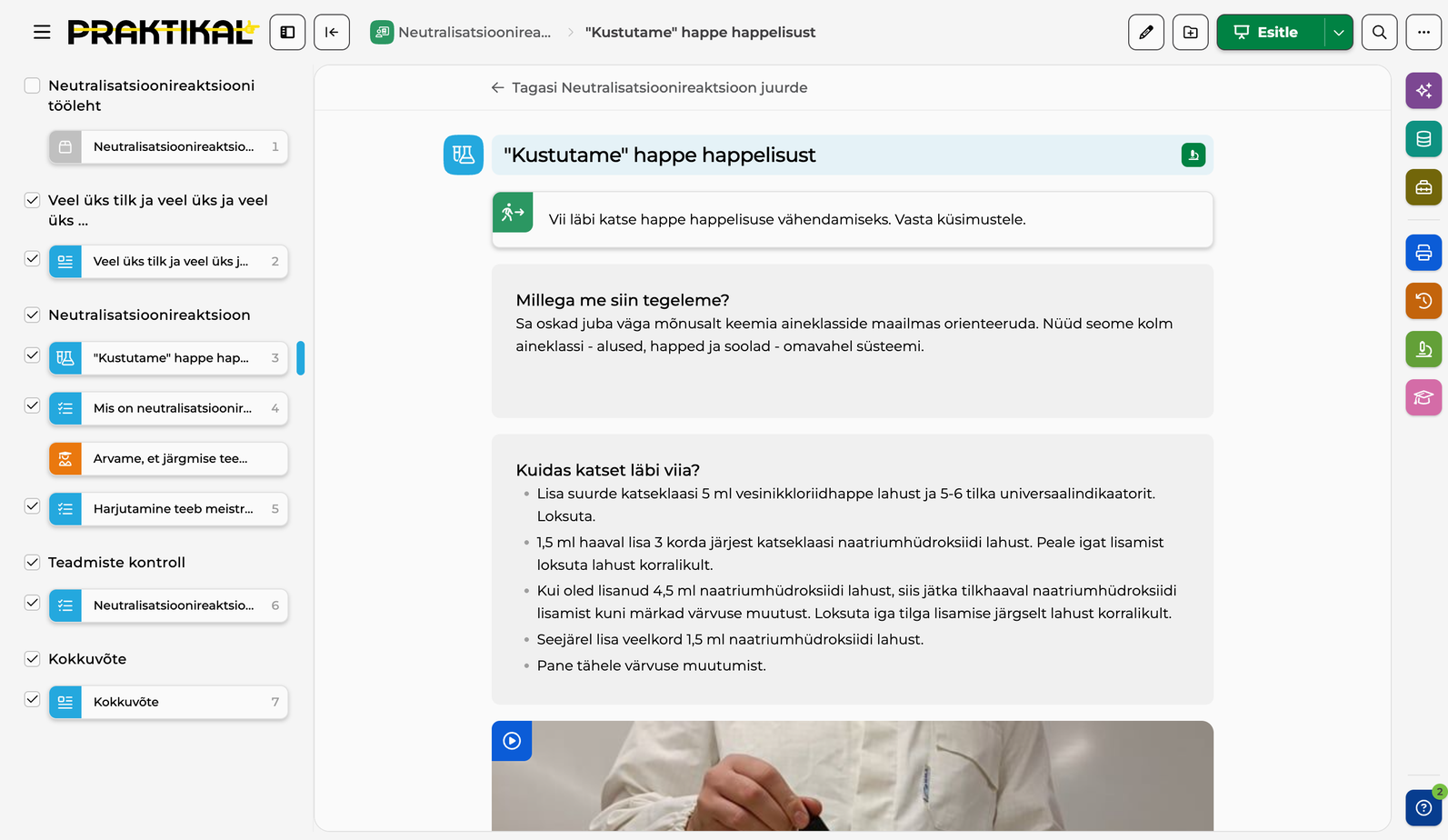Tööleht: happe happelisuse kustutamine