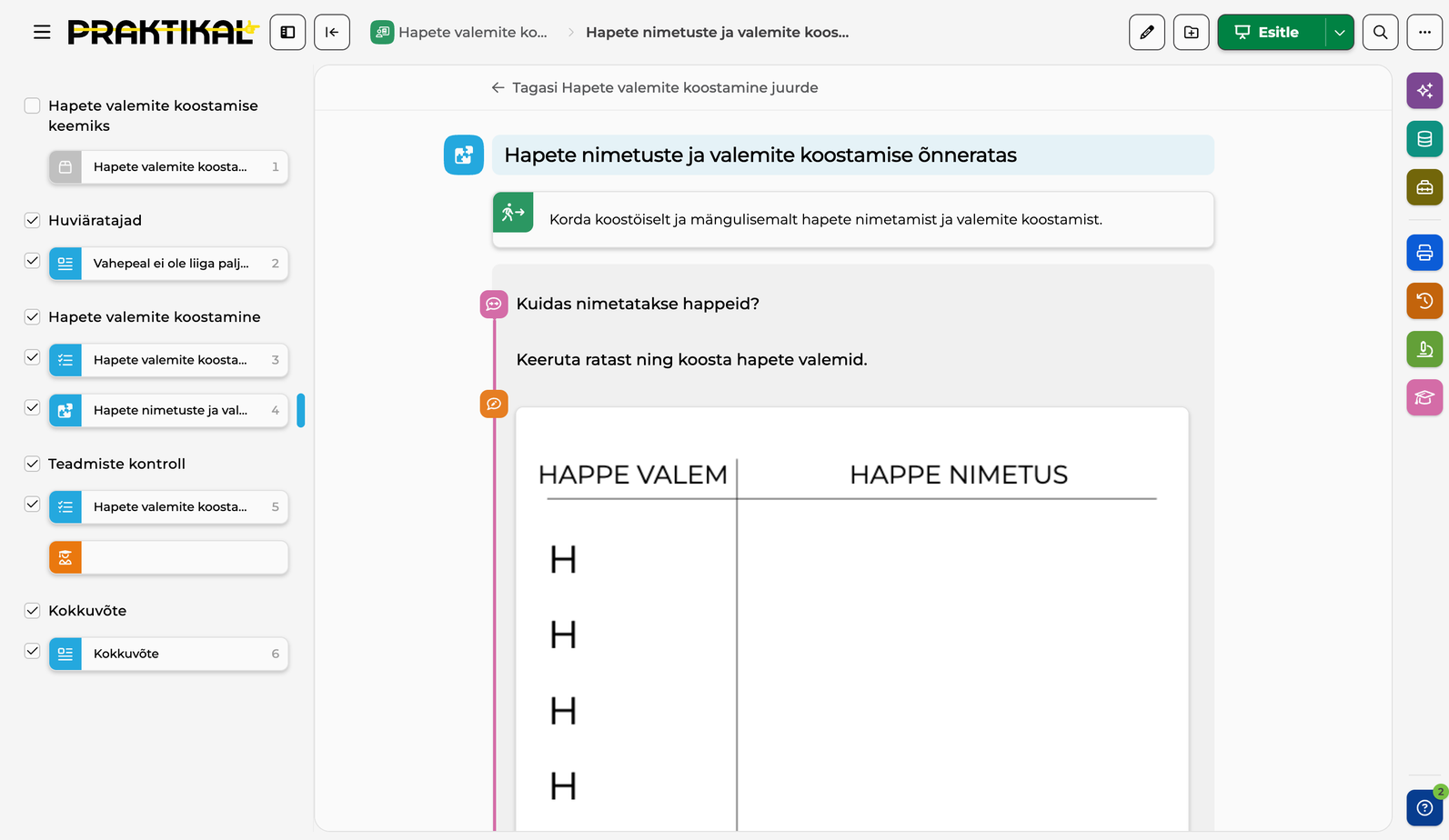 Tööleht: hapete nimetuste ja valemite õnneratas