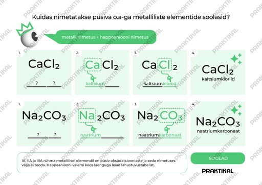 Keemiks "Kuidas nimetatakse püsiva o.a-ga metalliliste elementide soolasid?" (A5, Lamineerimata)